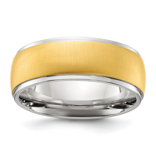 Chisel Stainless Steel Polished with Brushed Yellow Ion-Plated Center 8 mm Wedding Band