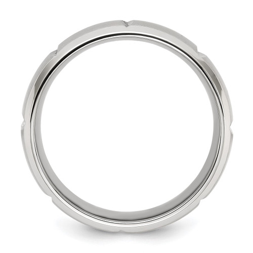 Chisel Stainless Steel Brushed and Polished Grooved 8 mm Wedding Band - View 2