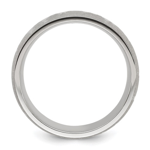 Chisel Stainless Steel Polished with Lasered Tree Design 8 mm Wedding Band - View 2