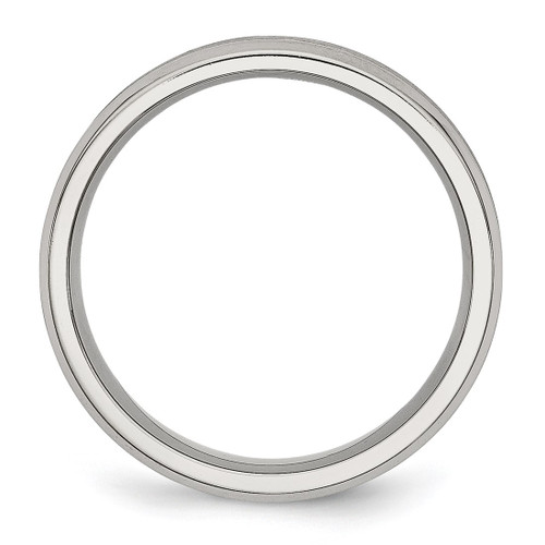 Stainless Steel Concave Beveled Edge 6 mm Brushed/Polished Wedding Band - View 2