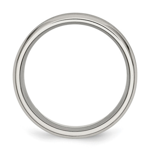 Stainless Steel Brushed Concave 8 mm Beveled Edge Wedding Band - View 2