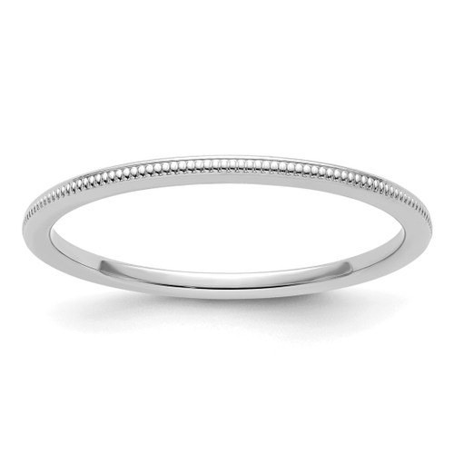 Rhodium-Plated 14K White Gold 1.2 mm Milgrain Stackable Wedding Band