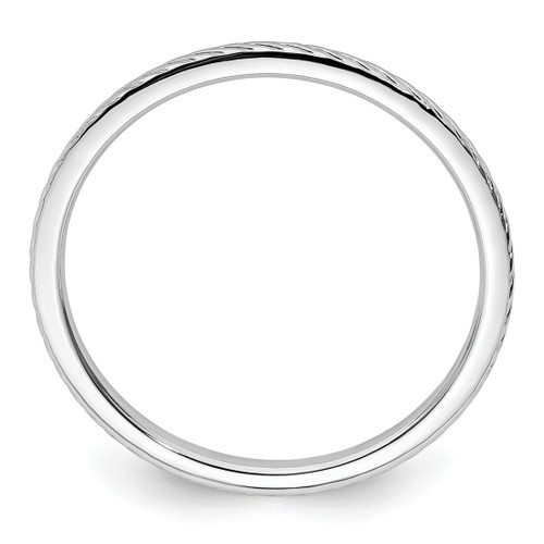 Rhodium-Plated 14K White Gold 1.2 mm Twisted Wire Pattern Stackable Wedding Band - View 2