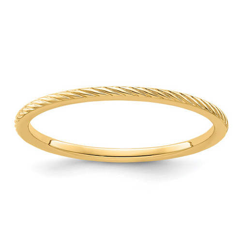 14K Yellow Gold 1.2 mm Twisted Wire Pattern Stackable Wedding Band