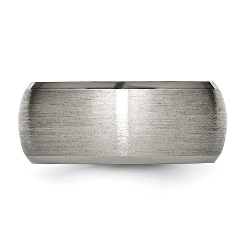 Chisel Titanium Satin and Polished 10 mm Beveled Edge Wedding Band, Domed - View 2