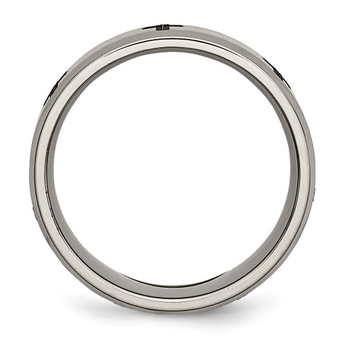 Chisel Titanium Brushed and Polished Cross Laser Design 8 mm Beveled Edge Wedding Band, Flat - TB115D - View 2