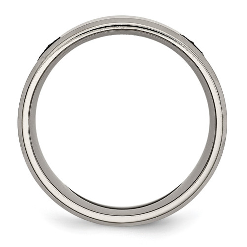 Chisel Titanium Brushed and Polished Masonic Laser Design 8 mm Beveled Edge Wedding Band, Flat - View 2
