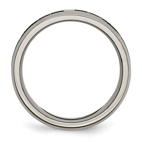 Chisel Titanium Brushed and Polished Claddagh Laser Design 8 mm Beveled Edge Wedding Band, Flat - View 2