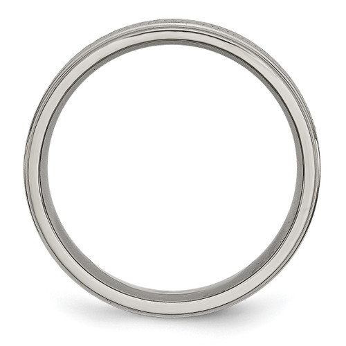 Titanium Ridged Edge Weave Design 6 mm Polished Wedding Band - View 2