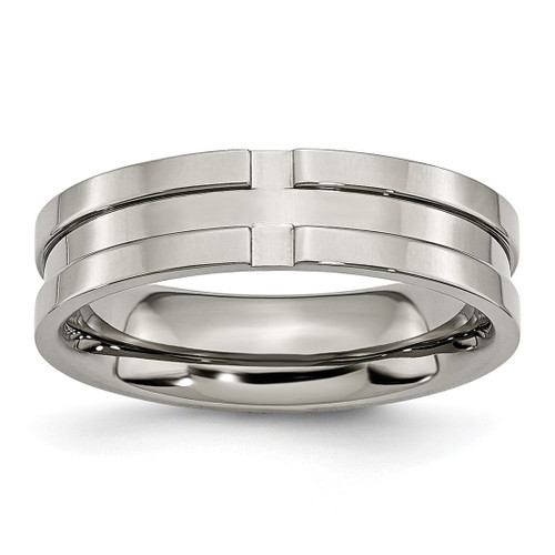 Titanium Polished 6 mm Grooved Wedding Band - TB165