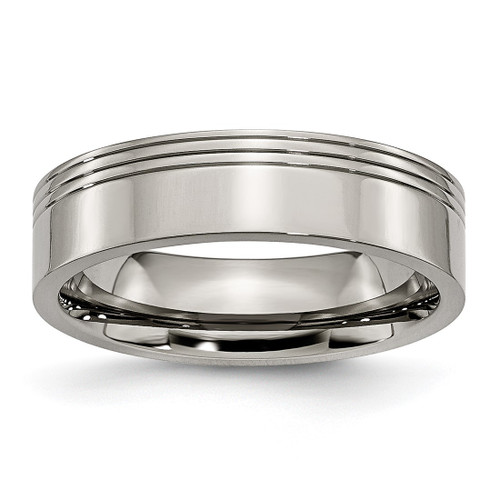Titanium Grooved 6 mm Polished Wedding Band