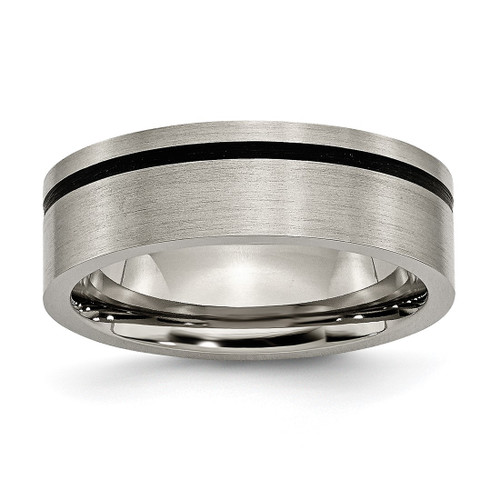 Titanium Brushed with Black Rubber 7 mm Flat Wedding Band