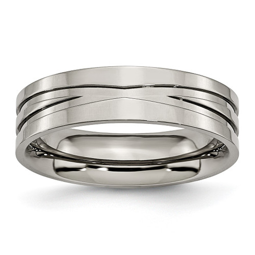 Titanium Polished 6 mm Grooved Wedding Band - TB170