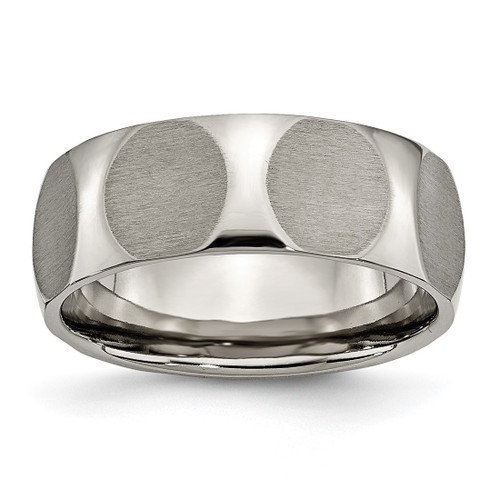 Titanium Faceted 8 mm Satin Wedding Band, Brushed