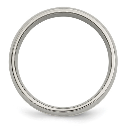 Chisel Titanium Polished with 14K Gold Inlay 6 mm Wedding Band, Half Round - View 2
