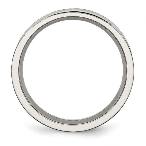 Chisel Titanium Polished Black Enamel 6 mm Flat Wedding Band - View 2