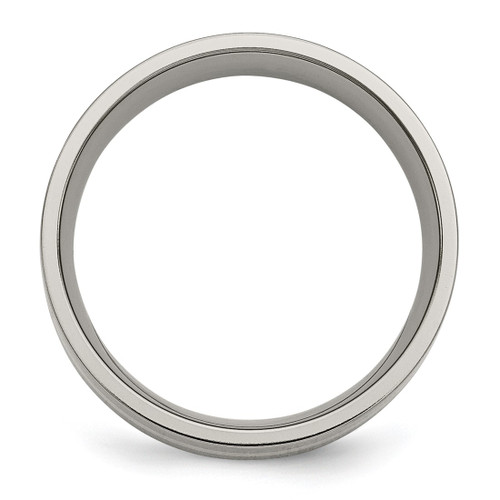 Chisel Titanium Polished with 14K Gold Inlay 8 mm Flat Wedding Band - TB220 - View 2