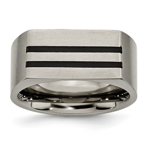 Titanium Brushed Black Enamel Stripes 10 mm Wedding Band