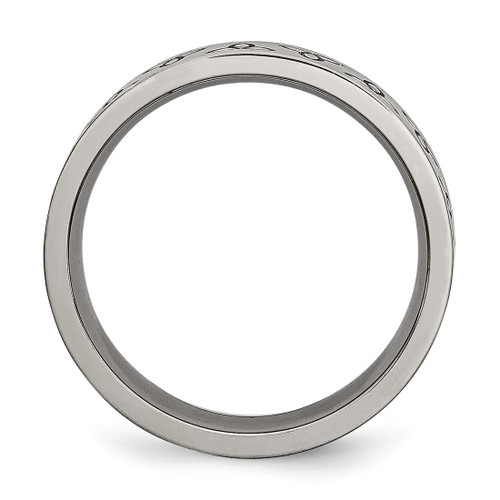 Chisel Titanium Brushed 6 mm Trinity Symbol Flat Wedding Band - View 2