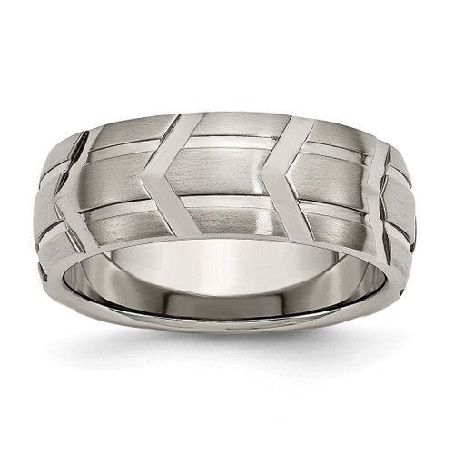 Chisel Titanium Brushed and Polished 8 mm Wedding Band, Half Round