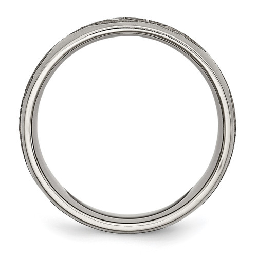 Chisel Titanium Brushed Cross with Flames Laser Design 8 mm Wedding Band, Half Round - View 2