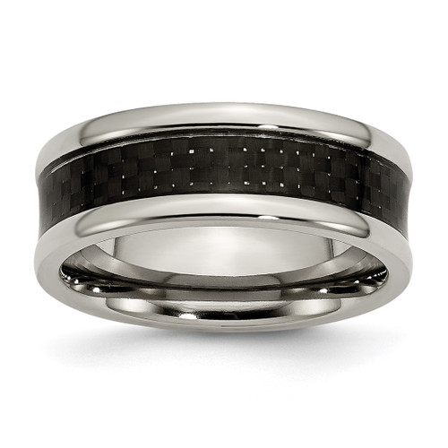 Chisel Titanium Polished with Black Carbon Fiber Inlay 8 mm Wedding Band