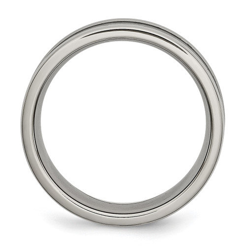 Chisel Titanium Polished with Black Carbon Fiber Inlay 8 mm Wedding Band - View 2
