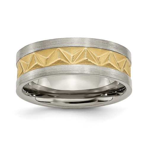 Titanium Brushed and Yellow Ion-Plated Men'S 8 mm Wedding Band