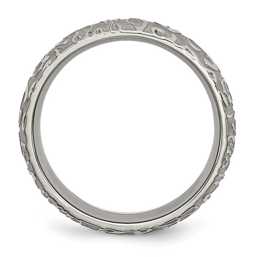 Chisel Titanium Brushed and Polished Textured 8 mm Wedding Band, Half Round - View 2