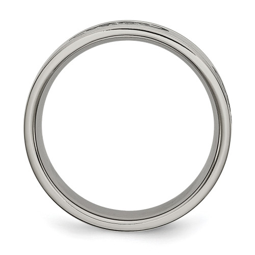 Chisel Titanium Brushed with Black Rubber Design 7 mm Ridged Edge Wedding Band, Flat - View 2