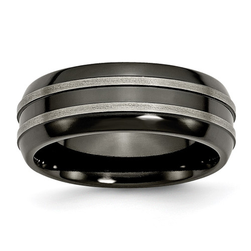 Titanium Grey & Black Ti Brushed and Polished 8 mm Wedding Band