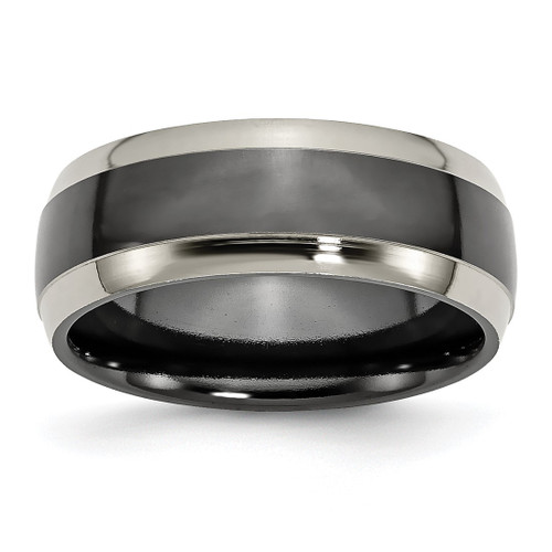 Chisel Titanium Grey and Black Ti Polished 8 mm Wedding Band