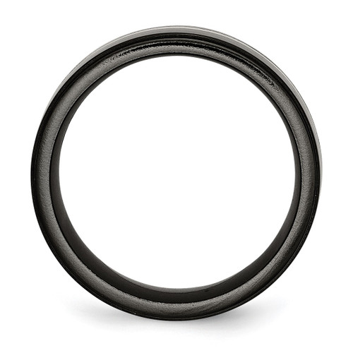 Titanium Black Ti with Sterling Silver Inlay Polished 10 mm Wedding Band - View 2