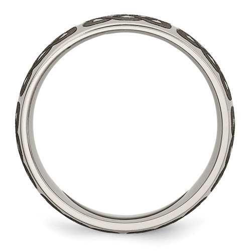 Chisel Titanium Polished Celtic Laser Design 8 mm Wedding Band, Half Round - TB2B - View 2