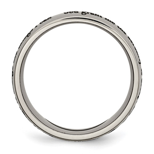 Chisel Titanium Polished Serenity Prayer Laser Design 8 mm Wedding Band, Half Round - View 2