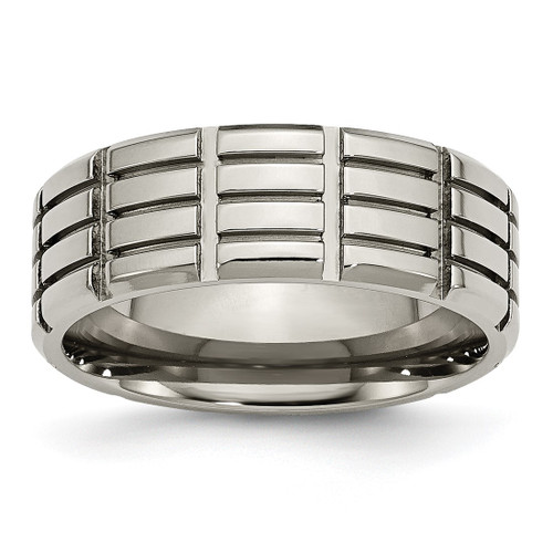Titanium 8 mm Grooved Polished Wedding Band