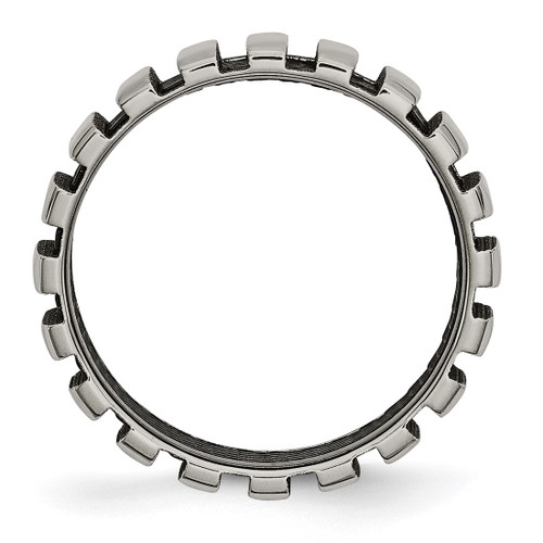 Chisel Titanium Polished with Black Ion-Plated Wire 6 mm Wedding Band - View 2