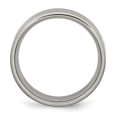 Titanium Polished Black Ion-Plated Striped 8 mm Wedding Band - View 2