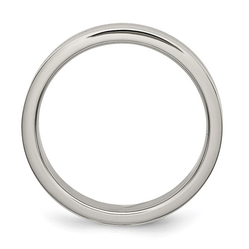 Chisel Titanium Brushed and Polished 4 mm Grooved Wedding Band, Flat - View 2