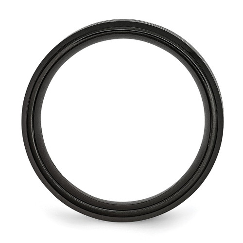 Titanium Brushed & Polished Black Ion-Plated Striped 8 mm Wedding Band - View 2