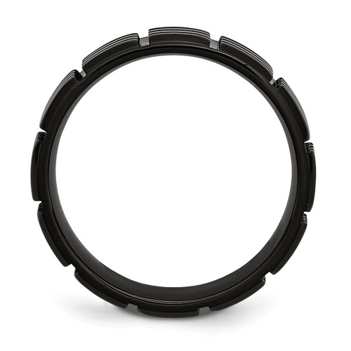 Chisel Titanium Brushed Black Ion-Plated 8 mm Grooved Wedding Band - View 2