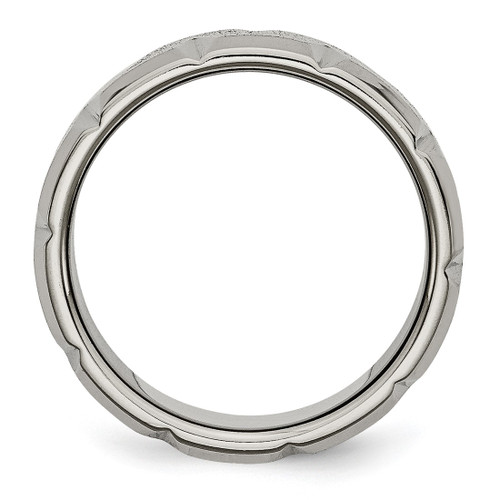 Titanium Beveled Edge Notched 8 mm Brushed Wedding Band - View 2