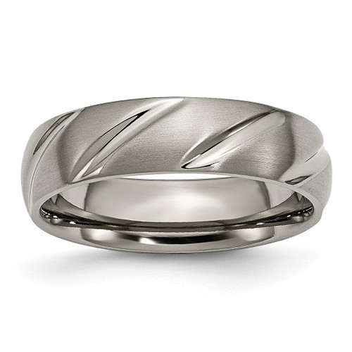 Chisel Titanium Satin 6 mm Swirl Design Wedding Band, Half Round, Brushed