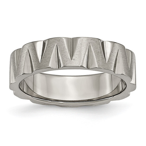 Titanium Satin and Polished 6 mm Notched Wedding Band - TB327