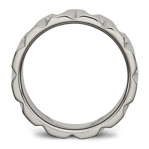 Titanium Satin and Polished 8 mm Notched Wedding Band - TB328 - View 2