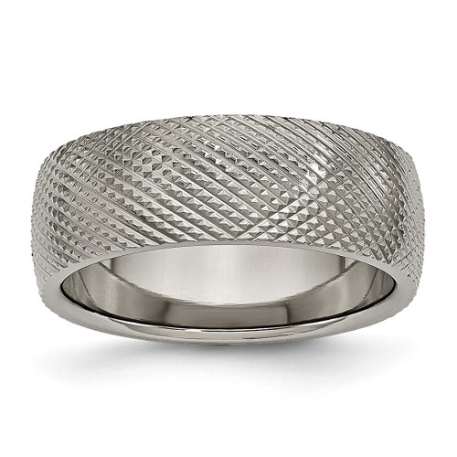 Chisel Titanium Polished and Textured 8 mm Wedding Band, Domed, Woven