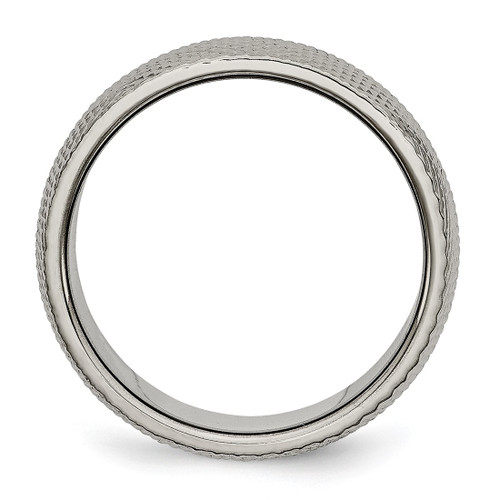 Chisel Titanium Polished and Textured 8 mm Wedding Band, Domed, Woven - View 2