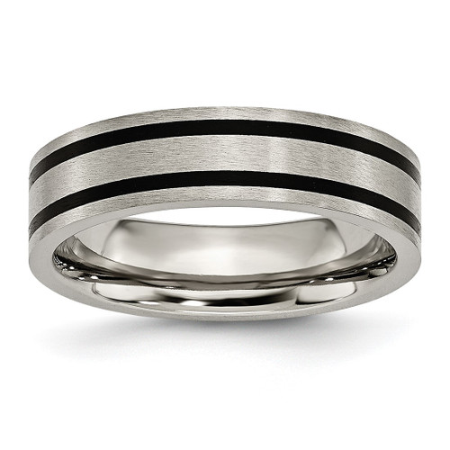 Titanium Brushed Enameled Flat 6 mm Wedding Band