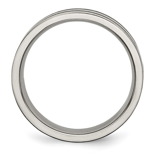 Titanium Brushed Enameled Flat 6 mm Wedding Band - View 2