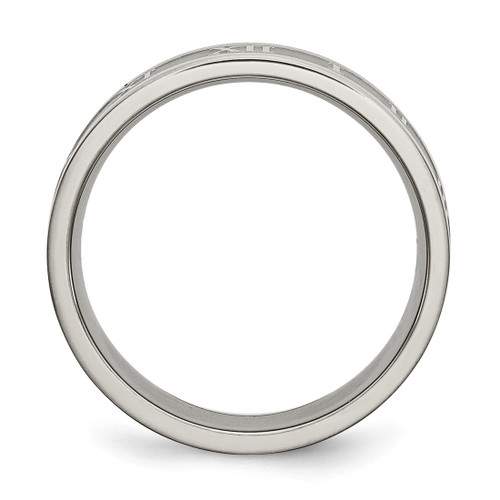 Titanium Roman Numerals 6 mm Satin & Polished Flat Wedding Band - View 2